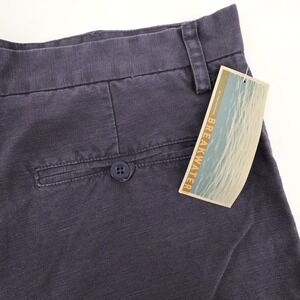 NEW Breakwater Linen Blend Flat Front Chino Shorts Navy Blue Mens Size 36